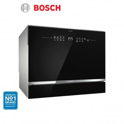 [Made in Spain] Bosch SKS68BB008 Serie 6 Freestanding Compact Dishwasher 6 Place Setting 55cm (Black)