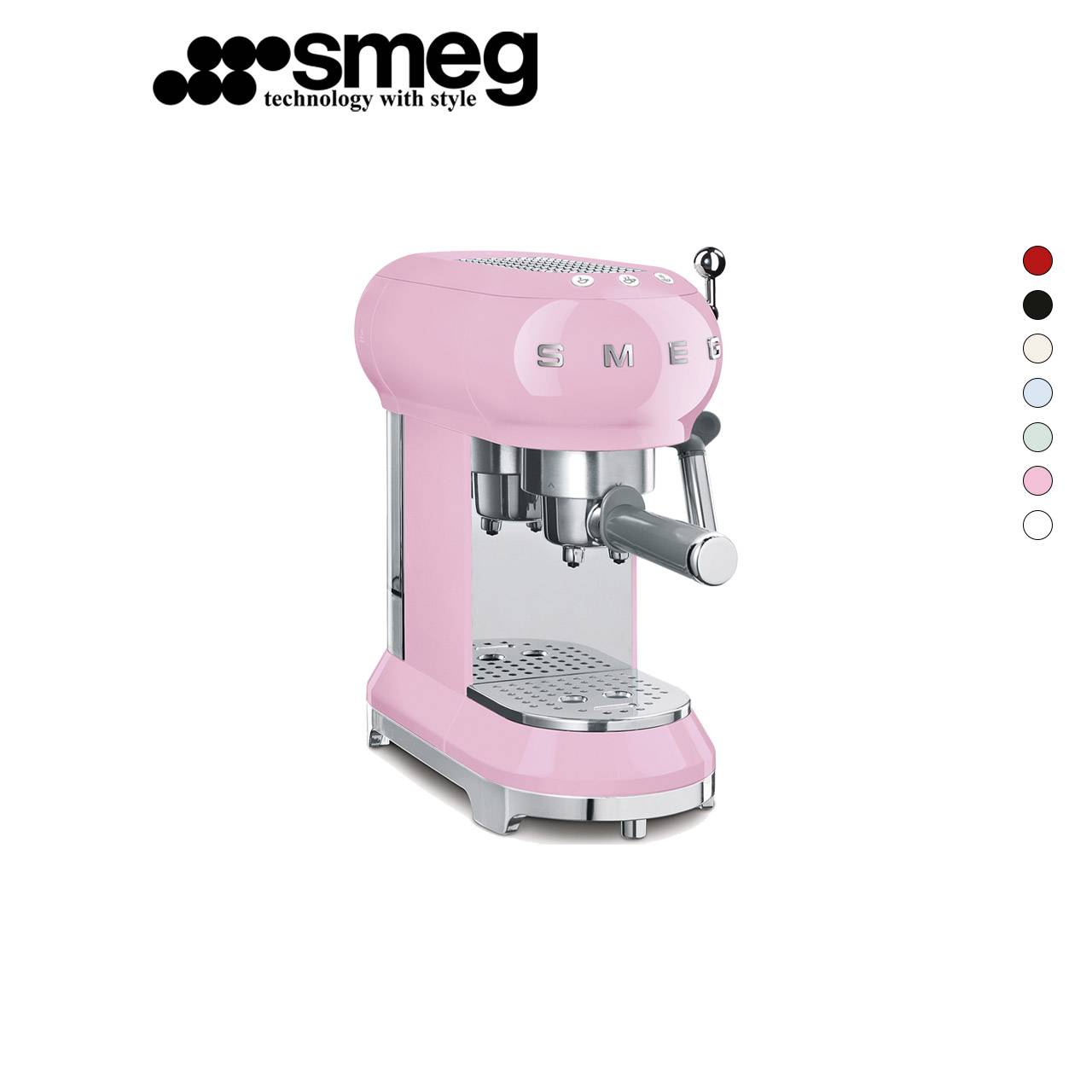Smeg 50’s Retro Style Espresso Coffee Machine ECF01 ( White / Pink