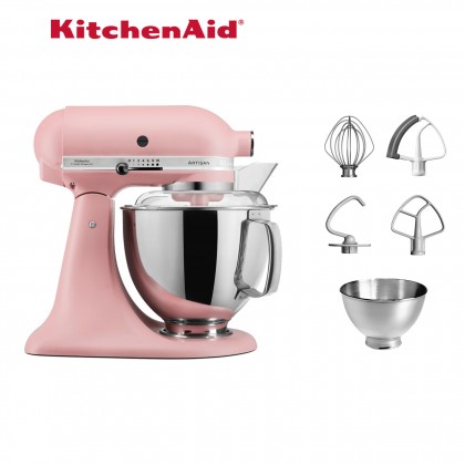 KitchenAid 5KSM175PSBDR Artisan 4.8L Tilt-Head Twin Bowl Stand Mixer Kitchen Machine (Dried Rose) 5KSM175PS 5KSM175