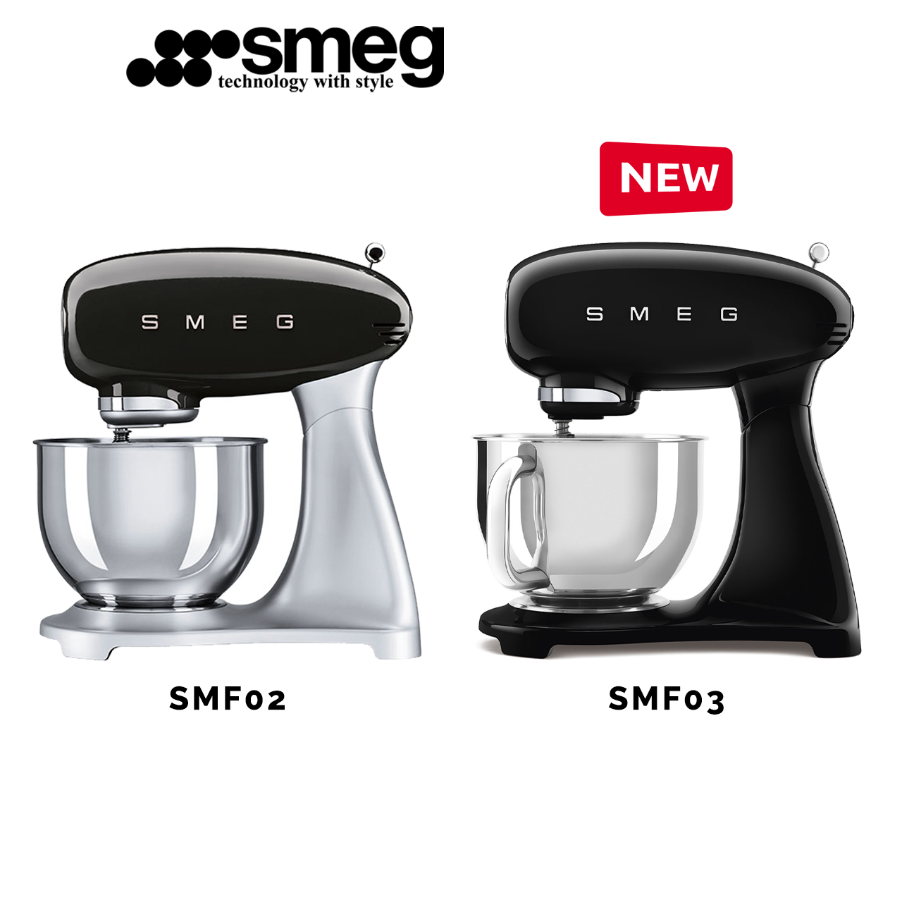 Smeg 50’s Retro Style SMF03 Full Colour Stand Mixer ( Cream / Red