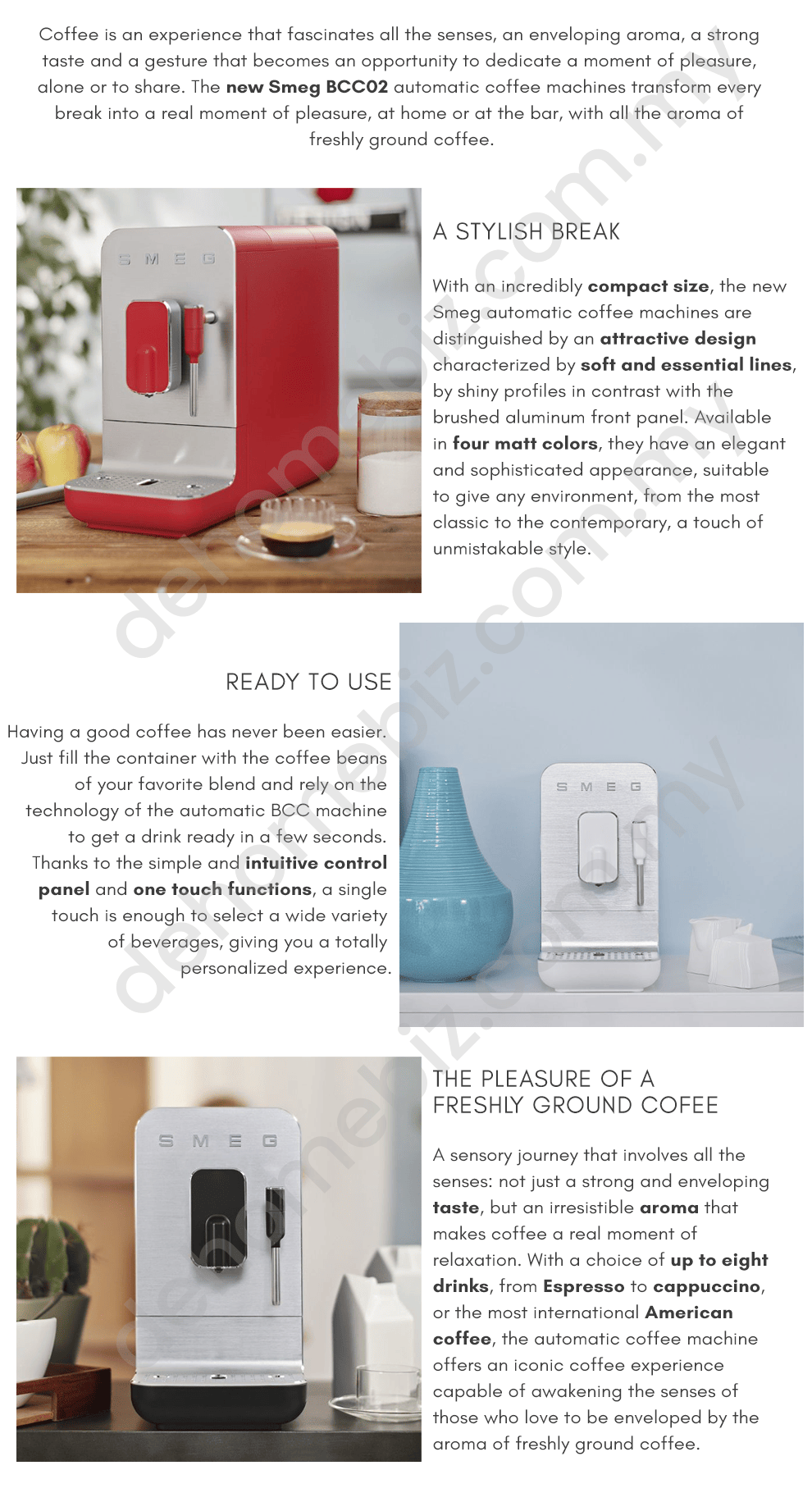 Smeg 50’s Retro Style BCC02 Automatic Espresso Coffee Machine with