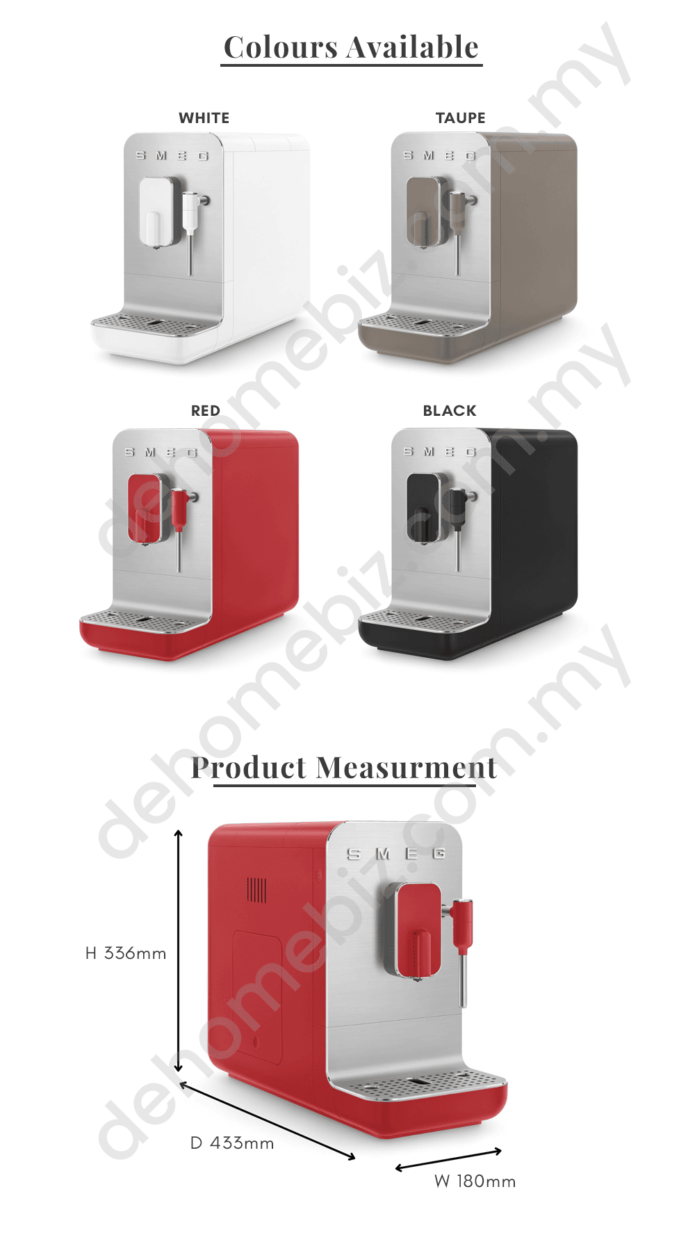 Smeg 50’s Retro Style BCC02 Automatic Espresso Coffee Machine with