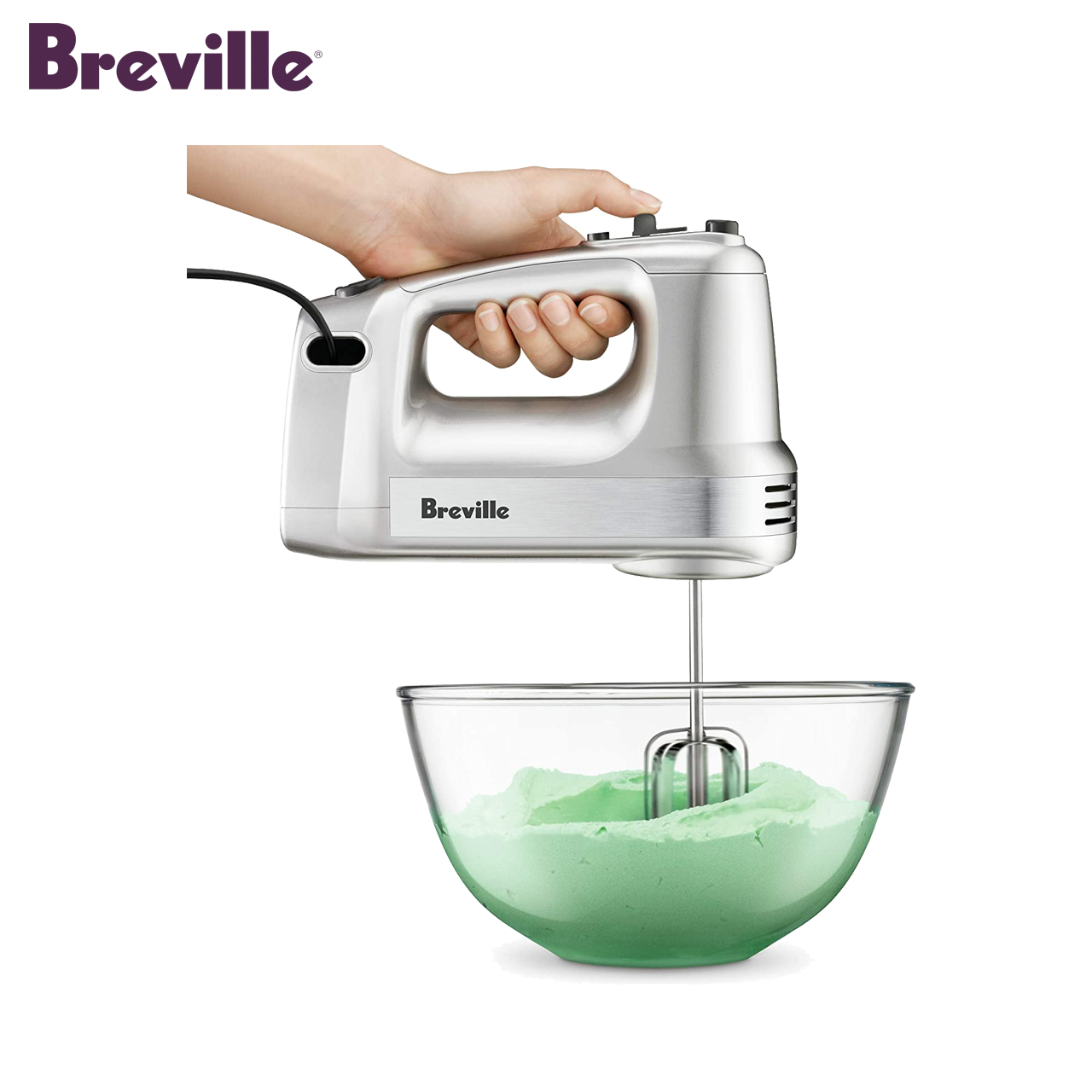 Breville LHM150 Handy Mix & Store Hand Mixer (Beaters and Dough Hooks) 300W
