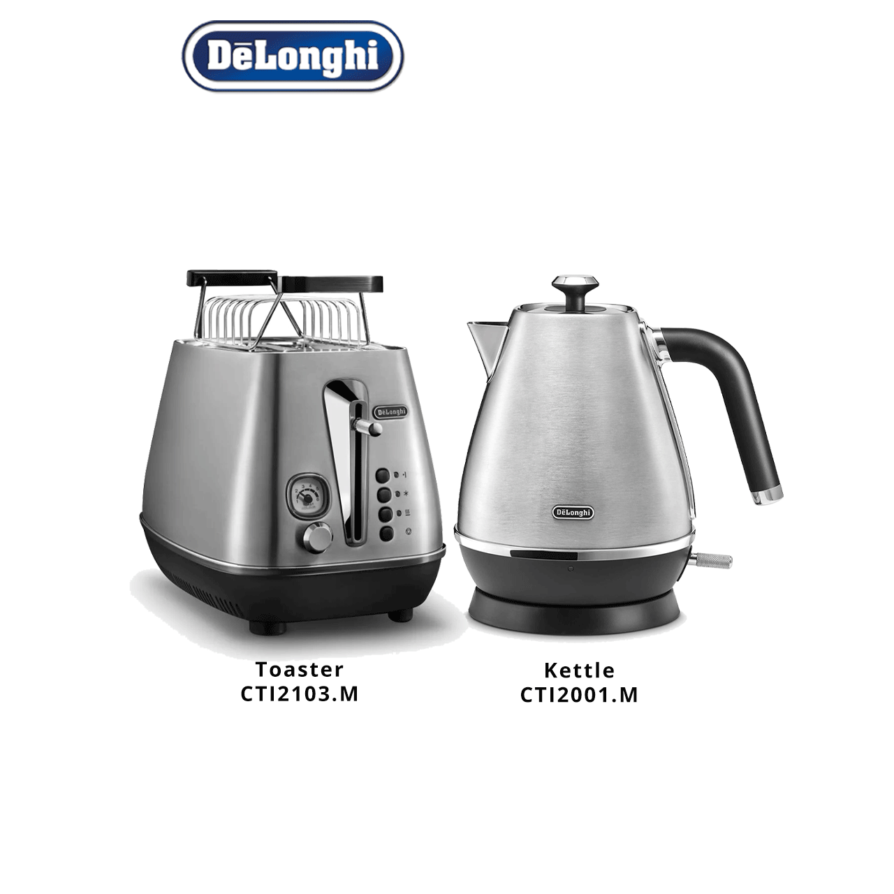 Delonghi Distinta X Kettle Toaster (Brushed Metal) KBI2001.M CTI2103.M